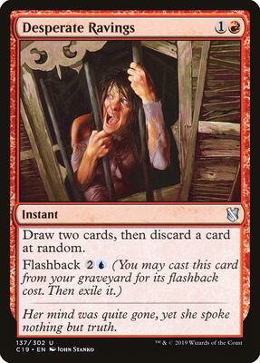 Desperate Ravings card from Commander 2019