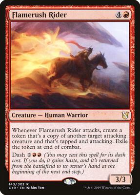 Flamerush Rider card from Commander 2019