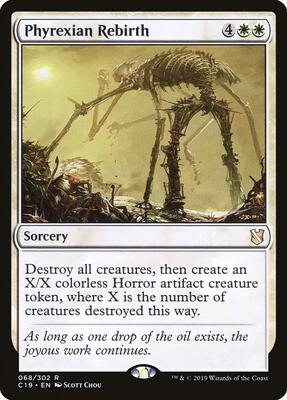 Phyrexian Rebirth card from Commander 2019
