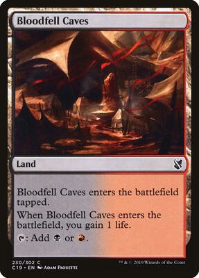Bloodfell Caves card from Commander 2019
