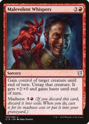 Malevolent Whispers card from Commander 2019