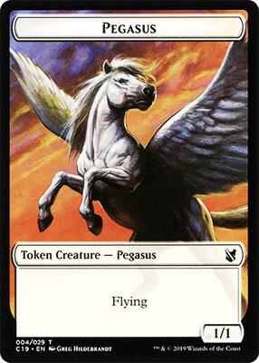 Pegasus // Human Double-Sided Token card from Commander 2019