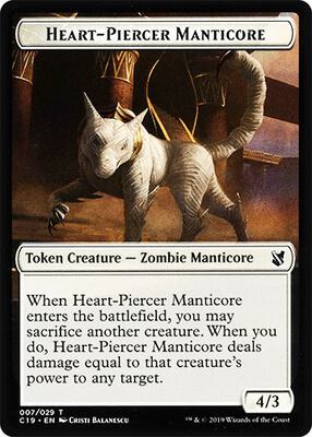 Heart-Piercer Manticore // Dragon Double-Sided Token card from Commander 2019
