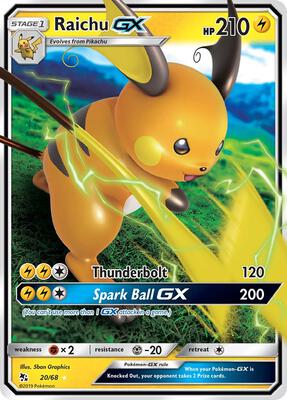 Raichu GX card from Hidden Fates