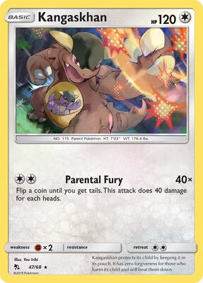 Kangaskhan card from Hidden Fates