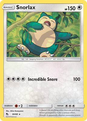 Snorlax card from Hidden Fates