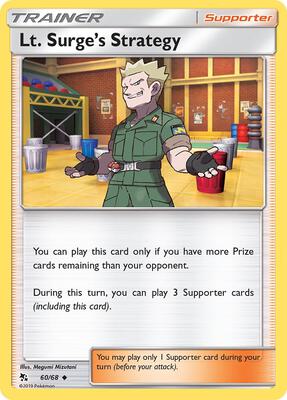 Lt. Surge's Strategy card from Hidden Fates