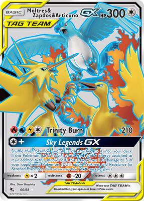 Moltres & Zapdos & Articuno GX (Full Art) card from Hidden Fates