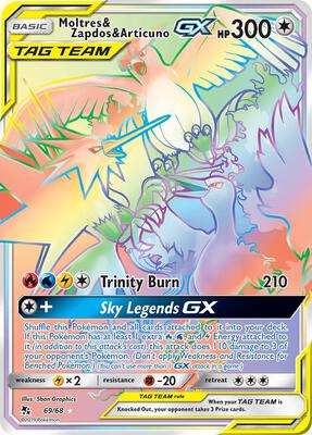 Moltres & Zapdos & Articuno GX (Secret) card from Hidden Fates
