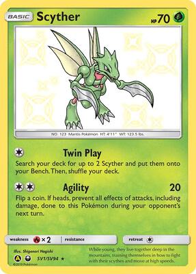 Scyther card from Hidden Fates: Shiny Vault