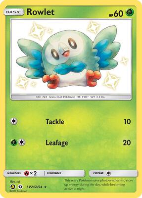 Rowlet card from Hidden Fates: Shiny Vault