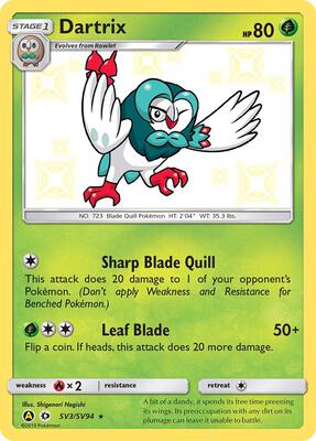 Dartrix card from Hidden Fates: Shiny Vault