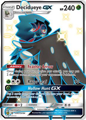 Decidueye GX card from Hidden Fates: Shiny Vault
