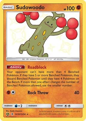 Sudowoodo card from Hidden Fates: Shiny Vault