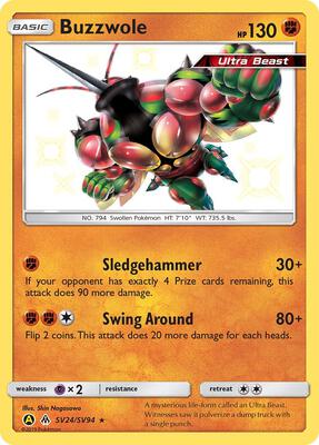 Buzzwole card from Hidden Fates: Shiny Vault