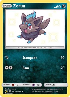 Zorua card from Hidden Fates: Shiny Vault