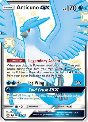 Articuno GX card from Hidden Fates: Shiny Vault