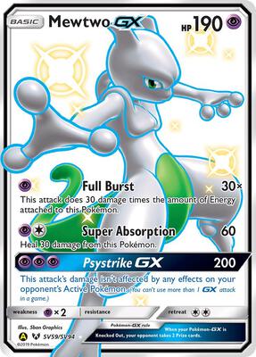 Mewtwo GX card from Hidden Fates: Shiny Vault
