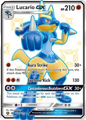 Lucario GX card from Hidden Fates: Shiny Vault