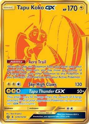 Tapu Koko GX card from Hidden Fates: Shiny Vault