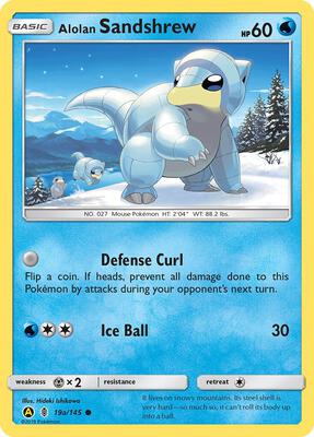 Alolan Sandshrew - 19a/145 card from Alternate Art Promos