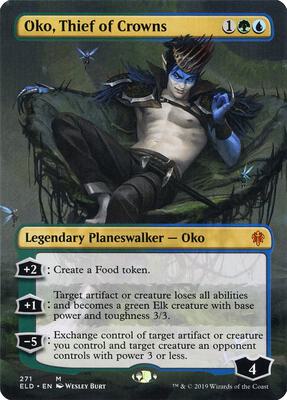 Oko, Thief of Crowns (Borderless) card from Throne of Eldraine