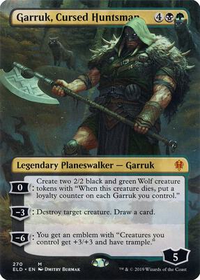 Garruk, Cursed Huntsman (Borderless) card from Throne of Eldraine