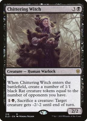 Chittering Witch card from Throne of Eldraine