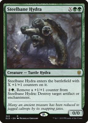 Steelbane Hydra card from Throne of Eldraine