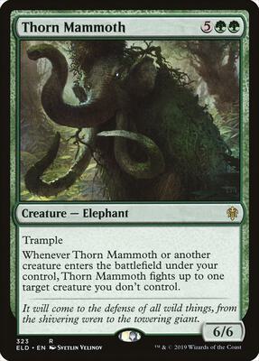 Thorn Mammoth card from Throne of Eldraine