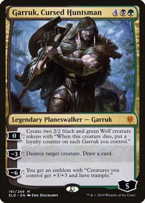 Garruk, Cursed Huntsman card from Throne of Eldraine