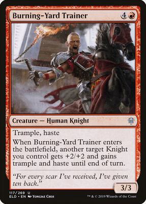 Burning-Yard Trainer card from Throne of Eldraine