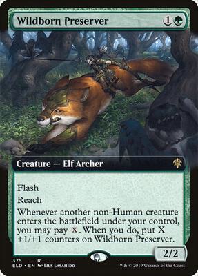 Wildborn Preserver (Extended Art) card from Throne of Eldraine