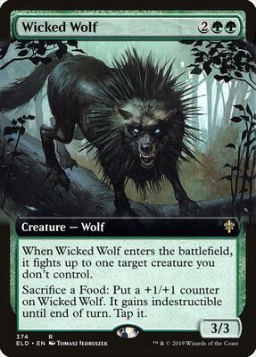 Wicked Wolf (Extended Art) card from Throne of Eldraine