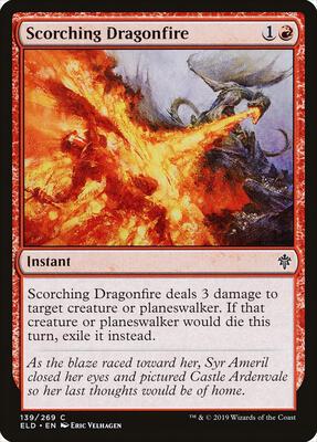 Scorching Dragonfire card from Throne of Eldraine