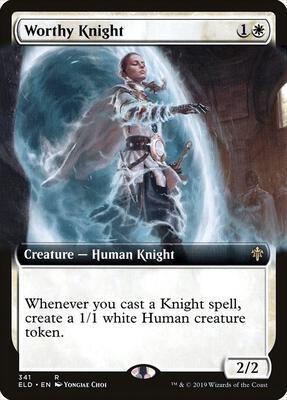 Worthy Knight (Extended Art) card from Throne of Eldraine
