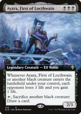 Ayara, First of Locthwain (Extended Art) card from Throne of Eldraine
