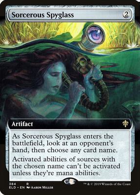 Sorcerous Spyglass (Extended Art) card from Throne of Eldraine