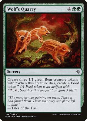 Wolf's Quarry card from Throne of Eldraine