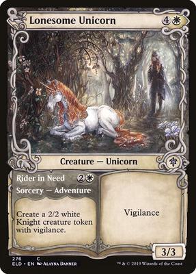 Lonesome Unicorn (Showcase) card from Throne of Eldraine