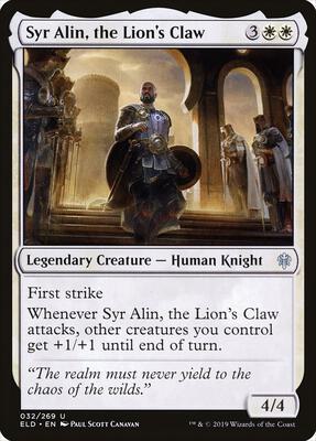 Syr Alin, the Lion's Claw card from Throne of Eldraine