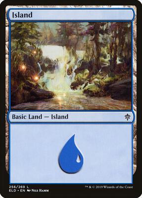 Island (256) card from Throne of Eldraine