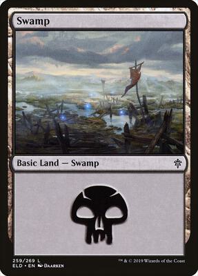 Swamp (259) card from Throne of Eldraine