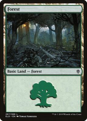 Forest (267) card from Throne of Eldraine