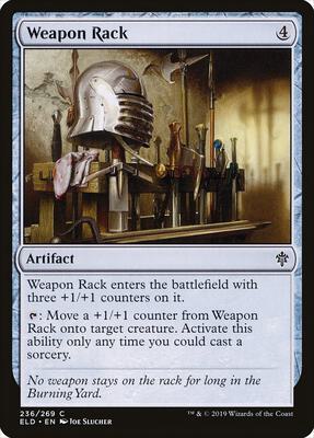 Weapon Rack card from Throne of Eldraine