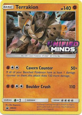 Terrakion - SM205 (Prerelease) [Staff] card from SM Promos