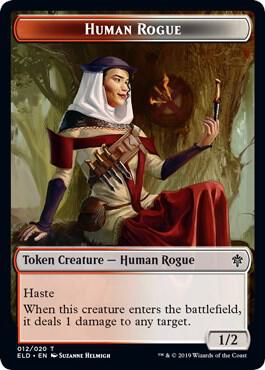 Human Rogue // Food (018) Double-Sided Token card from Throne of Eldraine