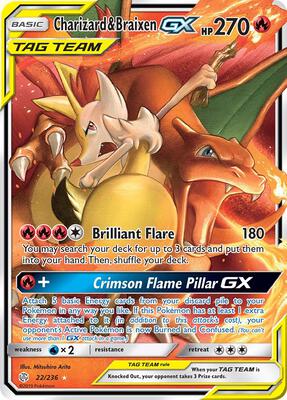 Charizard & Braixen GX card from SM - Cosmic Eclipse