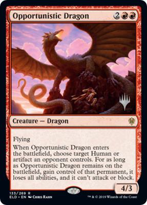 Opportunistic Dragon card from Promo Pack: Throne of Eldraine