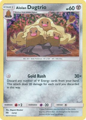 Alolan Dugtrio - 11/12 card from McDonald's Promos 2019
